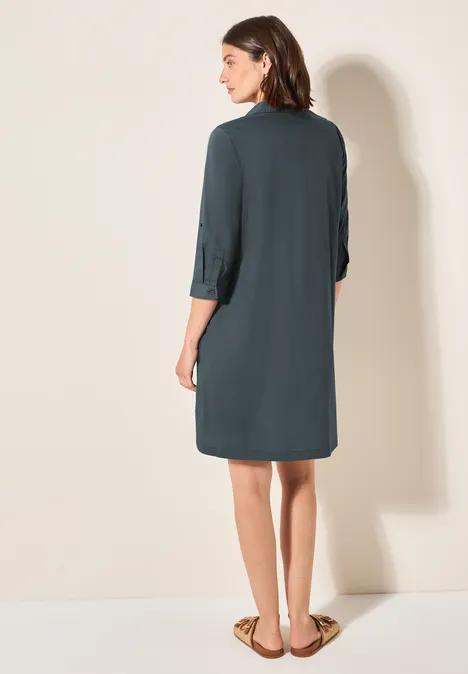 Jurk met smokdetail slate khaki