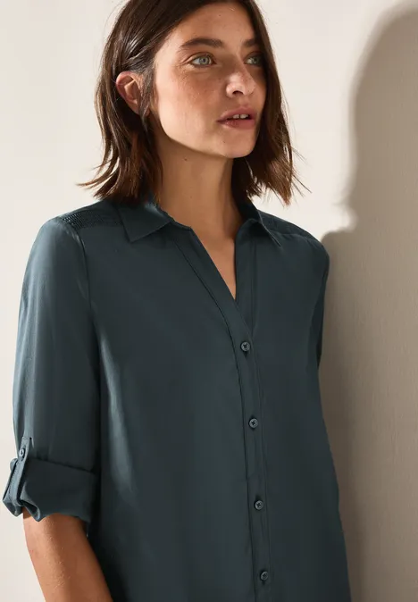 Jurk met smokdetail slate khaki