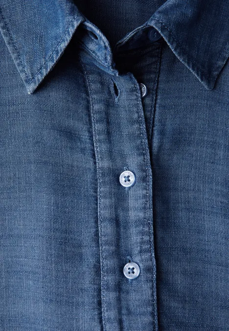 Robe en lyocell avec broderie mid blue wash