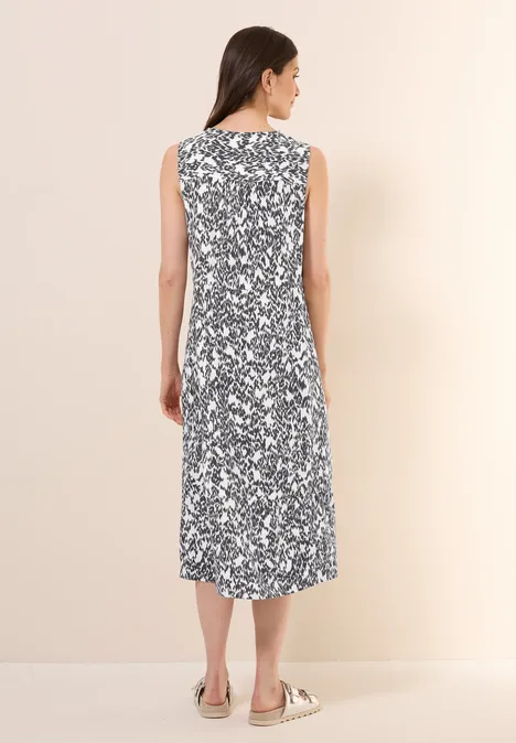 Gedessineerde midi-jurk vanilla white