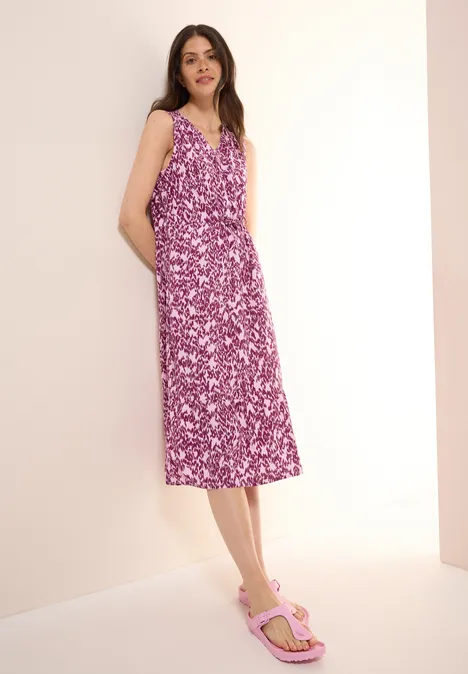 Gedessineerde midi-jurk cherry blossom pink