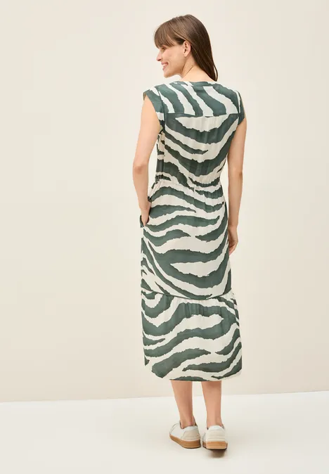 Gemustertes Volant-Kleid dark balmy khaki