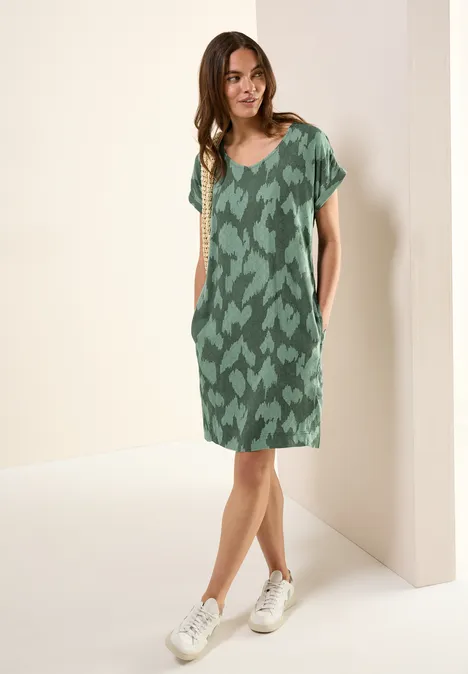 Gemustertes Shirtkleid dark balmy khaki