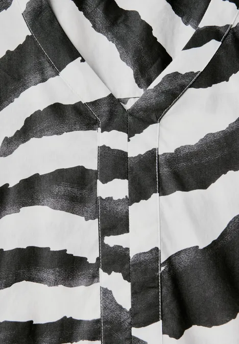 Zebra Print Baumwollkleid volcanic grey