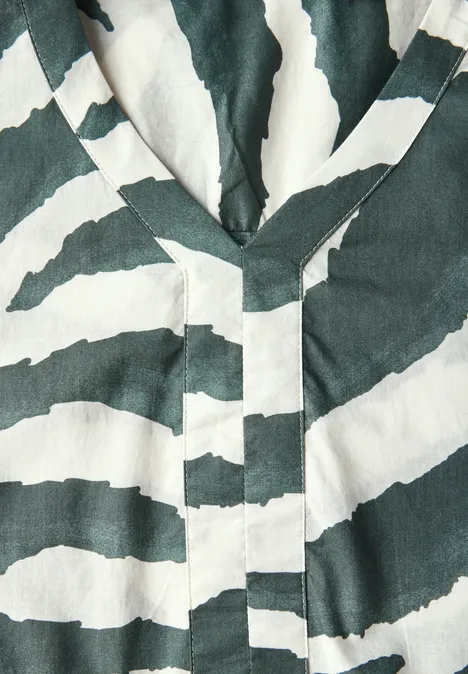 Zebra Print Baumwollkleid dark balmy khaki