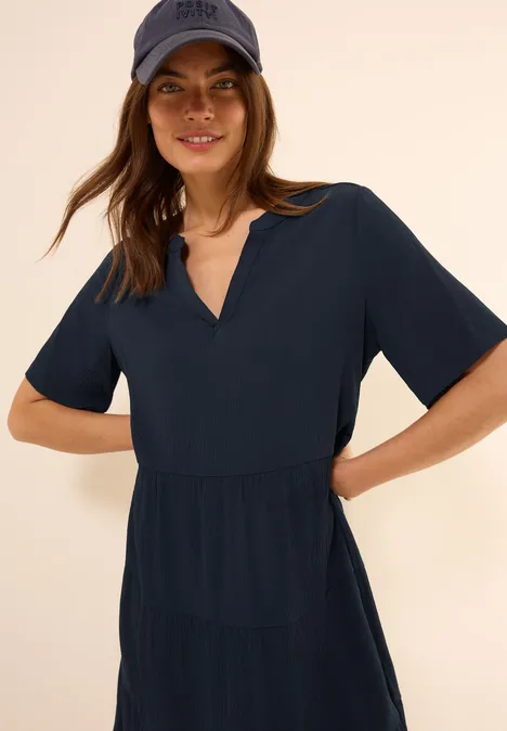 Strukturkleid mit Volants universal blue