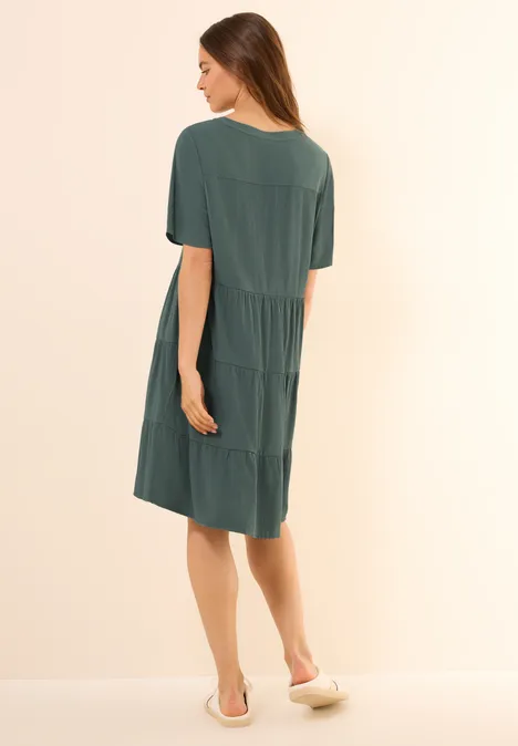 Strukturkleid mit Volants dark balmy khaki