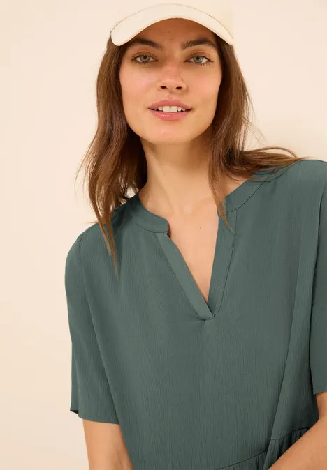 Strukturkleid mit Volants dark balmy khaki