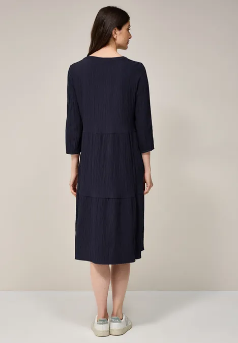 Seersucker-Kleid mit Volants universal blue