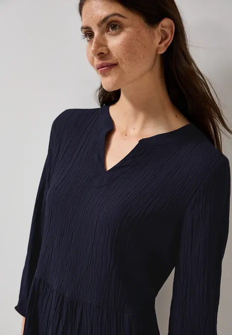 Seersucker-Kleid mit Volants universal blue