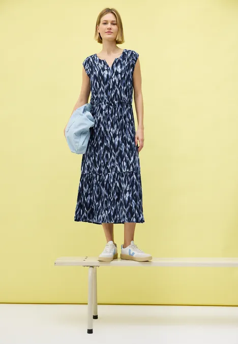 Gemustertes Volant-Kleid urban navy blue