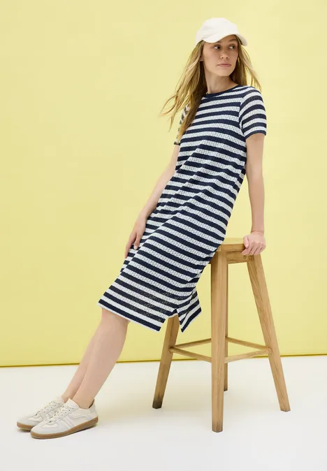 Gestreiftes Ajour-Kleid urban navy blue