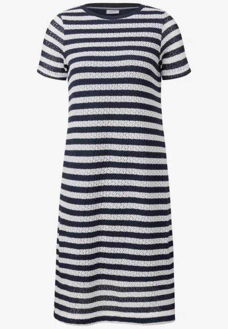 Gestreiftes Ajour-Kleid urban navy blue