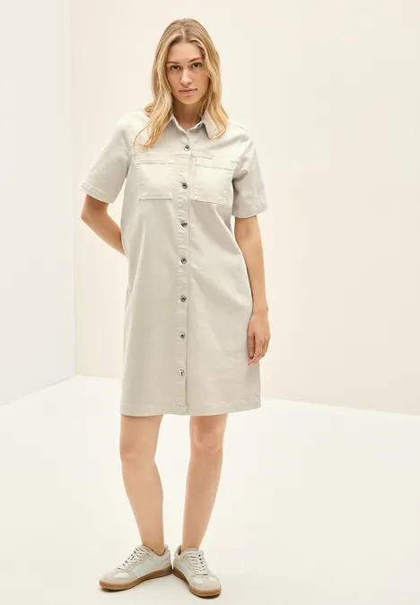 Colored Denim Blusenkleid light beige