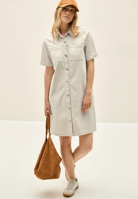 Colored Denim Blusenkleid light beige