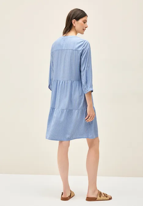 Gestreiftes Volant-Kleid deep pastel blue