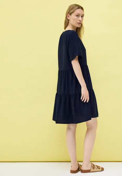 Knielanges Volant-Kleid urban navy blue