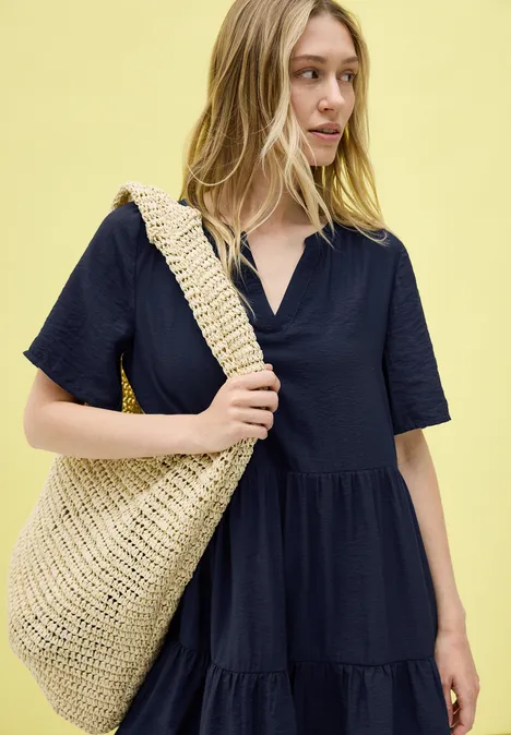 Knielanges Volant-Kleid urban navy blue