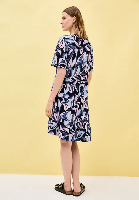 Gemustertes Volant-Kleid urban dark blue