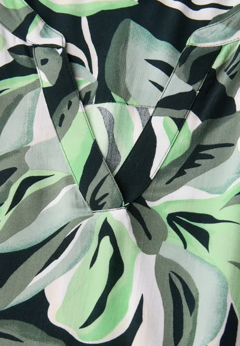 Gemustertes Volant-Kleid ink green