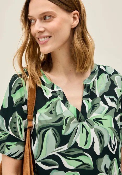 Gemustertes Volant-Kleid ink green