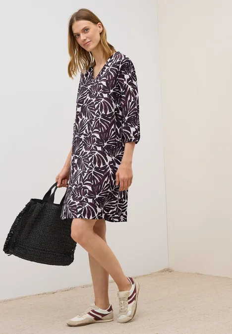 Gemustertes Sommerkleid mulberry red