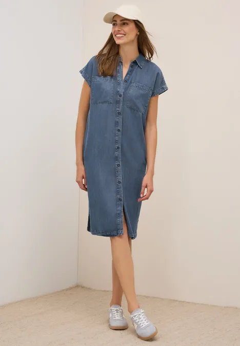 Denim Look Lyocell Kleid mid blue wash