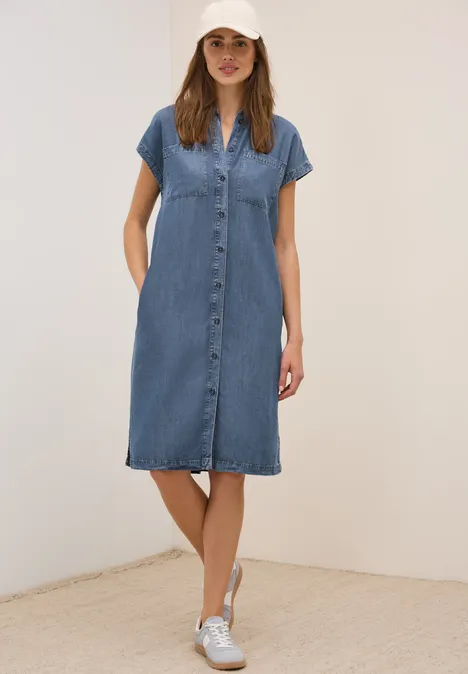 Denim Look Lyocell Kleid mid blue wash