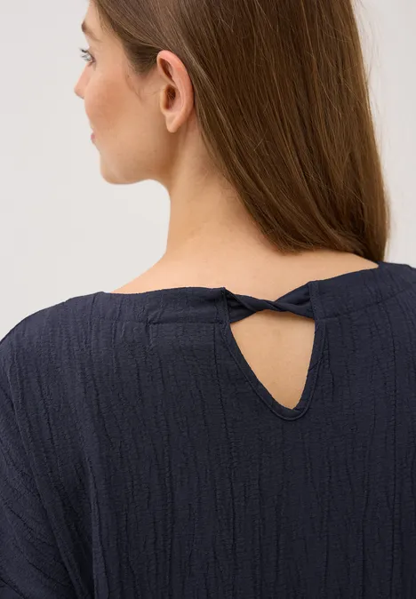 Seersucker Kleid in Unifarbe urban dark blue