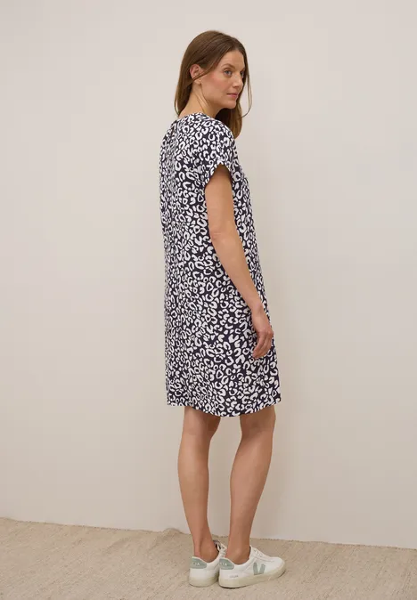 Crepe Leo Kleid aus Viskose urban dark blue