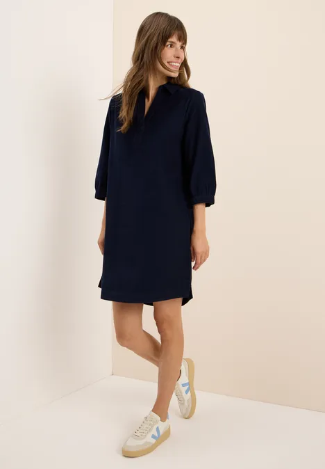 Cordkleid in Unifarbe urban dark blue