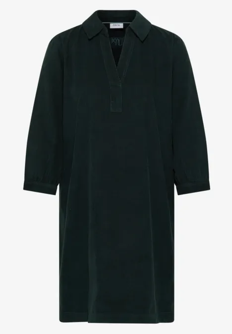 Robe en velours côtelé en couleur unie ink green