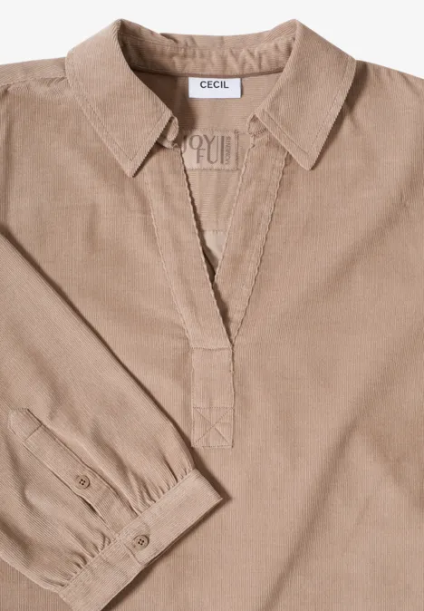 Cordkleid in Unifarbe natural taupe