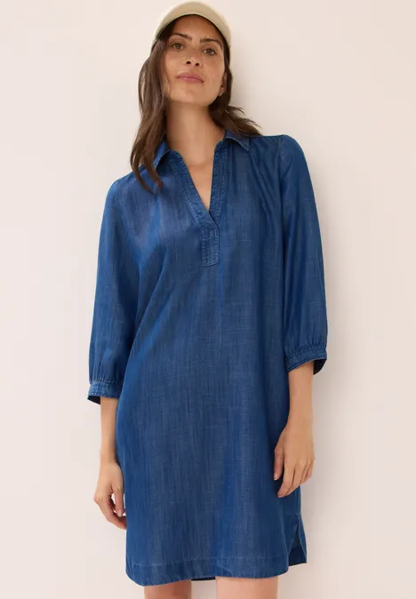 Zachte lyocell jurk mid blue wash
