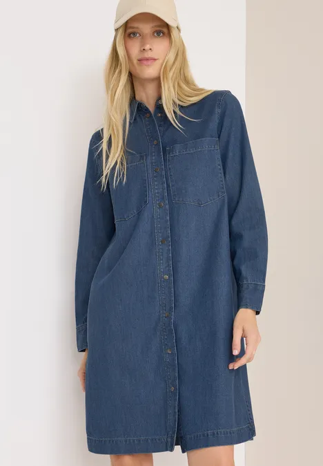 Denim-Look Kleid mid blue wash