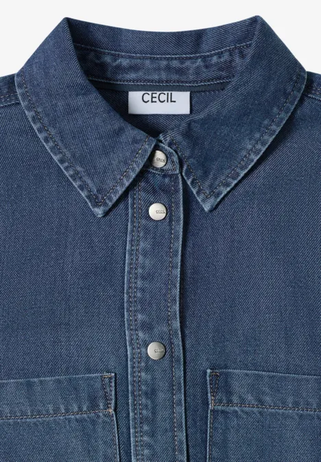 Denim-Look Kleid mid blue wash