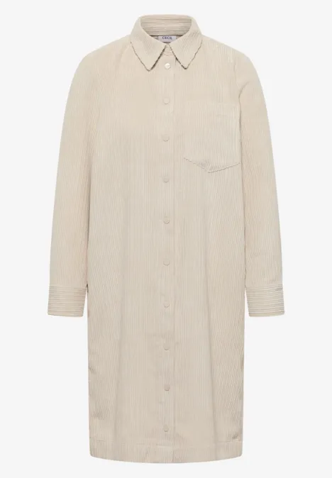 Corduroy jurk oat milk beige