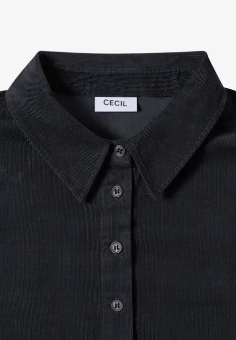 Cordkleid in Unifarbe carbon grey