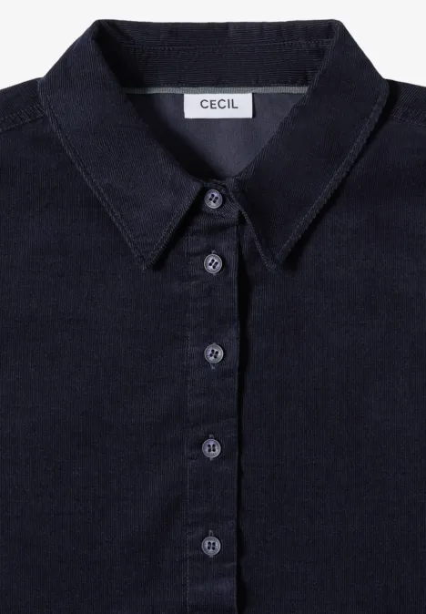 Cordkleid in Unifarbe urban dark blue