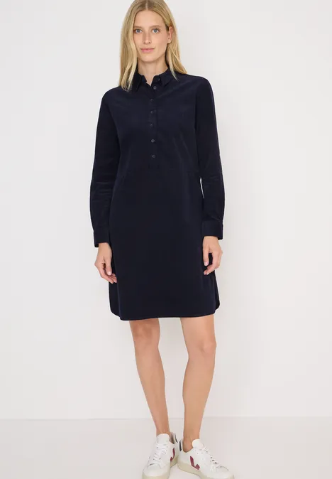 Cordkleid in Unifarbe urban dark blue