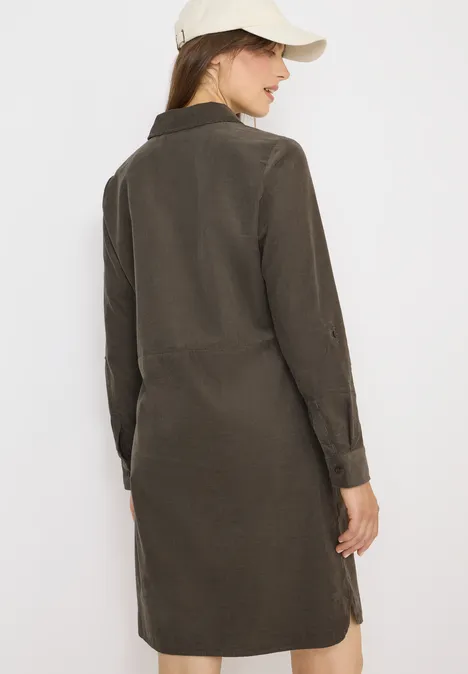 Cordkleid in Unifarbe misty taupe