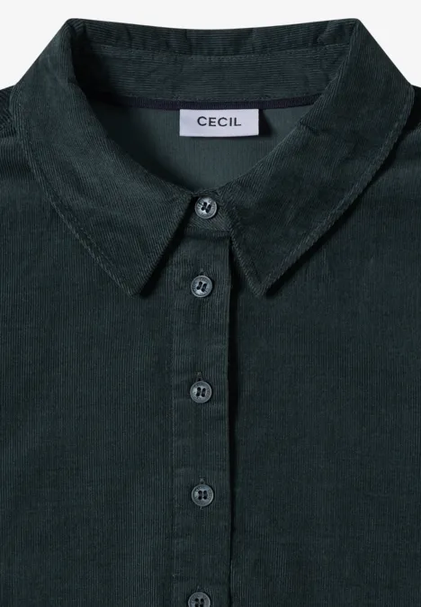 Cordkleid in Unifarbe dark emerald green