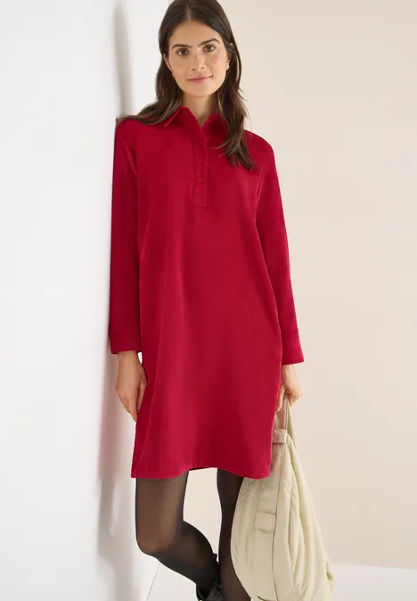 Corduroy jurk in effen kleur beaujolais red