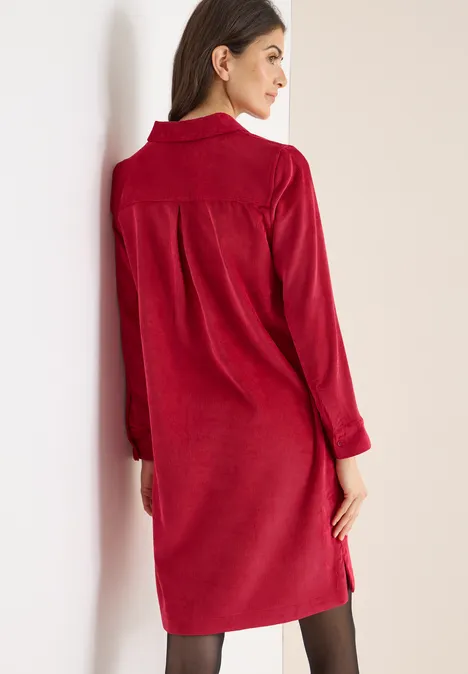 Corduroy jurk in effen kleur beaujolais red