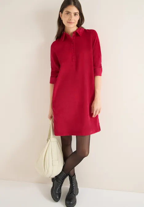 Corduroy jurk in effen kleur beaujolais red