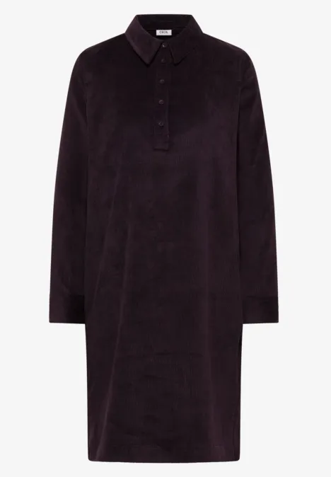 Corduroy jurk in effen kleur eggplant red