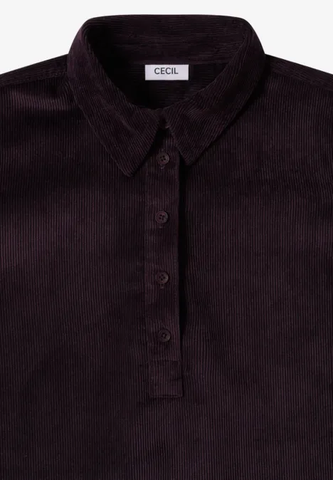 Corduroy jurk in effen kleur eggplant red