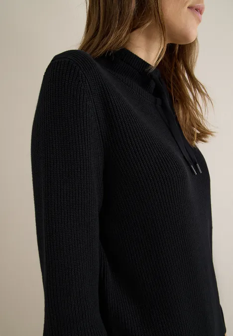 Cosy Rippstruktur Kleid Black Cosy Rippstruktur Kleid Black
