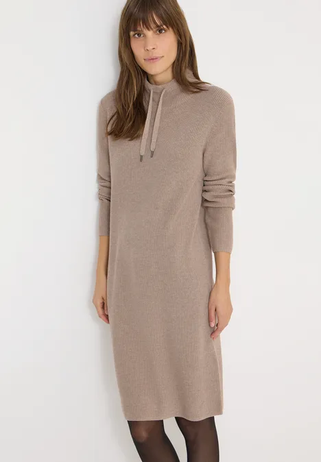 Cosy geribde jurk taupe melange Cosy geribde jurk taupe melange