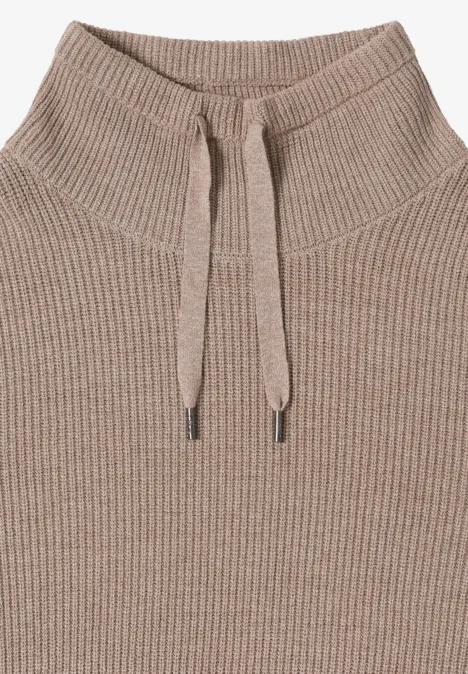 Cosy geribde jurk taupe melange Cosy geribde jurk taupe melange